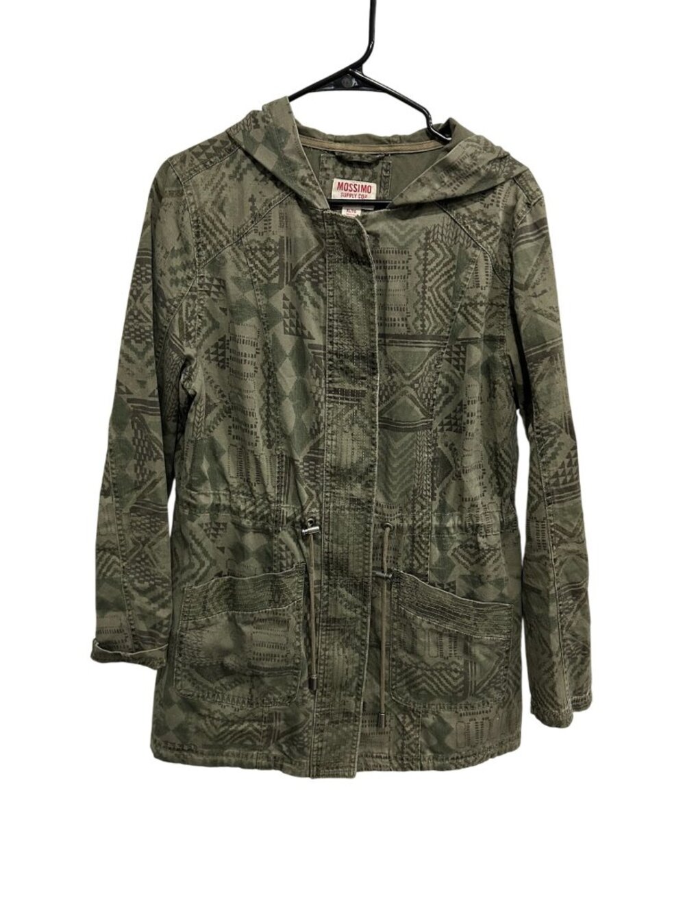 Mossimo Supply Co. Geometric Hooded Utility Jacket Sz XL Snap Zip Front Outdoor
